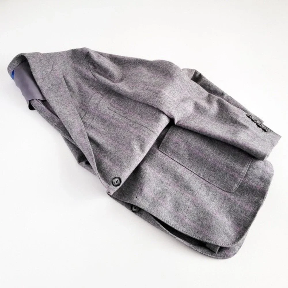 Adrian Jules Sport Coat Flannel Wool Blazer Plaid Gray Purple Mens 43 - Picture 13 of 15